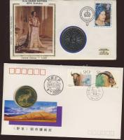 Érmés boríték tétel, 38db, egész világ, benne jobbak, PP, Gibraltár, Kína 2albumban