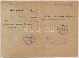 1944-1945 3 db okmány: igazolás a bori bányából hazaengedett zsidók részére, igazolás állandó lakhel...