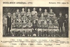 1912 Woolwich Arsenal - FTC labdarúgó mérközés, az angol csapat csoportképe / English football group (EK)