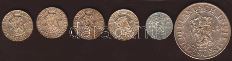 Holland-India 1945. 1/2c (4x), 2 1/2c, 1/10G Ag T:2,3