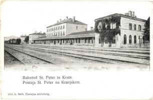 Sveti Petar na Krasu, St Peter in Krain; Bahnhof / Postaja / railway station. A. Bolé (EK)