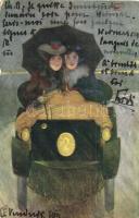 Flashing Motorists Series, Connoisseur Postcard Nr. 2709. / automobile, ladies, Raphael Tuck & Sons Oilette s: Raphael Kirchner (EK)