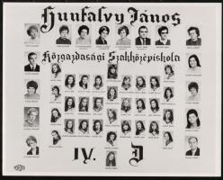 cca 1958-1968 Iskolai és munkahelyi tablóképek nevesített portrékkal, 3 db vintage fotó, 24x30 cm