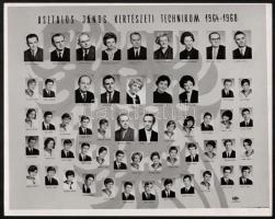 cca 1958-1968 Iskolai és munkahelyi tablóképek nevesített portrékkal, 3 db vintage fotó, 24x30 cm