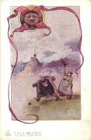 Humoros művészlap, T.K.L.K. 105. D99 10., Hornyánszky V. / Humorous Art Nouveau postcard