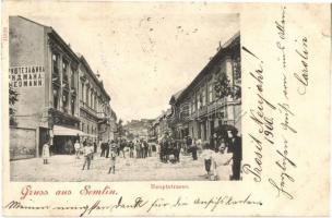 1899 Zimony, Zemun, Semlin; Fő utca, Friedmann üzlete / Hauptstrasse / main street with shops (kis szakadás / small tear)