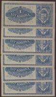 1920. 1K (18x) egymásutáni sorszámokkal "sorozatszámok és számok" erősen ferdén nyomva T:I...