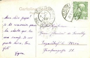 SMS Árpád K.u.K. haditengerészet Habsburg-osztályú csatahajója este. G. Fano No. 23. / K.u.K. Kriegs...