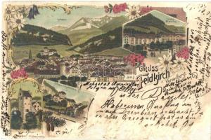 1900 Feldkirch (Vorarlberg), Gurtispitze, Stella Marutina, Schloss Schattenburg, Churer Thor. Art Nouveau floral, litho (r)