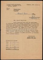 1943 Somssich Andor sajtókamarai kinevezésével kapcsolatos 3 db hivatalos levél, Gáspár Jenő (1894-1964) író, főtitkár, valamint Nagy Ferenc (1903-1979) későbbi miniszterelnök aláírásaival