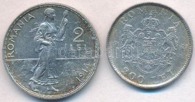Románia 1914. 2L Ag "I. Károly" + 1942. 200L Ag T:2
Romania 1914. 2 Lei Ag "Carol I&...