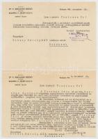 1943 Pattantyús-Ábrahám Dezső 1919-es miniszterelnök 2 db gépelt levele illetve hozzá kapcsolódó adásvételi szerződés fogalmazványa, a leveleken P. Ábrahám sajátkezű aláírásával