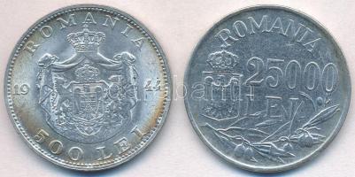 Románia 1944. 500L Ag + 1946. 25.000L Ag "I. Mihály" T:1-,2
Romania 1944. 500 Lei Ag + 19...