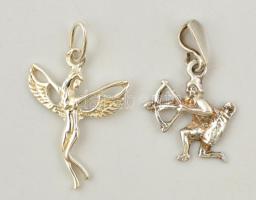 Ezüst(Ag) nyilas és tündér függő, jelzett, 2,5x1,5 és 3x1,7 cm, nettó: 2,3 g