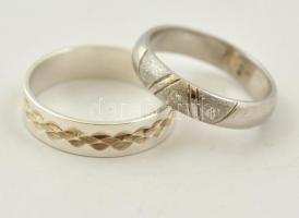 Ezüst(Ag) 2 db karikagyűrű, jelzett, méret: 53 és 57, bruttó: 5,3 g