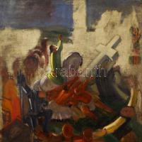 Ruzicskay György (1896-1993): Keresztállítás. Olaj, vászon, jelzett, keretben, 100×100 cm