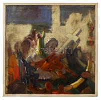 Ruzicskay György (1896-1993): Keresztállítás. Olaj, vászon, jelzett, keretben, 100×100 cm