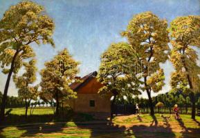 Litteczky Endre (1880-1953): Tavaszi napsütés. Olaj, karton, jelzett, keretben, 70×98 cm