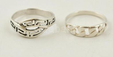Ezüst(Ag) 2 db áttört mintás gyűrű, jelzett, méret: 53 és 54, nettó: 3,1 g