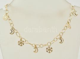 Ezüst(Ag) csillagos, holdas, állítható hosszúságú bokalánc, jelzett, h: 21,5 cm, nettó: 3,5 g