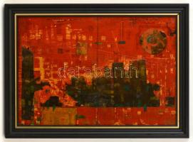 Gyarmathy Tihamér (1915-2005): Kompozíció 1965. Kollázs, farost, jelzett (tükörírásban), keretben, 3...