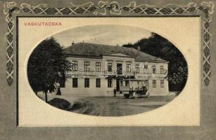 Pozsony, Bratislava, Pressburg; Vaskutacska, Ferdinánd király vasfürdő korai trolibusszal / Eisenbründl Eisenbad / iron spa, early trolley autobus, Art Nouveau (fl)