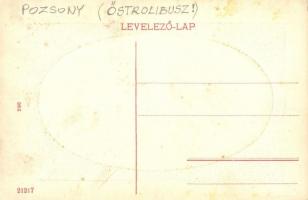 Pozsony, Bratislava, Pressburg; Vaskutacska, Ferdinánd király vasfürdő korai trolibusszal / Eisenbrü...