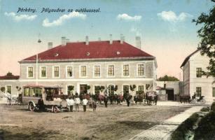 Párkány, Stúrovó; Vasútállomás autóbusszal. Dudás István kiadása / railway station with autobus (EK)