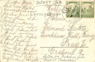 Jókút, Kutti, Kúty; Fő tér templommal. Wiesner Alfréd kiadása / Kirche / main square with church