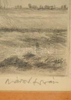 Zádor István (1882-1963): Aratás után, litográfia, papír, jelzett, paszpartuban, üvegezett fa keretb...