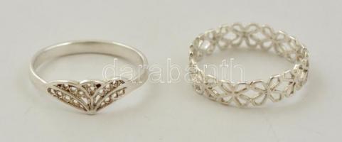 Ezüst(Ag) 2 db áttört gyűrű, jelzett, méret: 56 és 57, nettó: 2,4 g