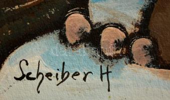 Scheiber jelzéssel: Kalapos hölgy. Vegyes technika, karton, 28×29,5 cm