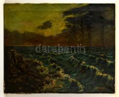 Kárpáthy jelzéssel: Háborgó tenger. Olaj, vászon, 80×99 cm
