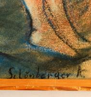 Schönberger jelzéssel: Fekvő akt. Pasztell, papír, üvegezett keretben, 28×43 cm