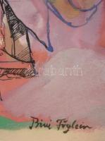 Bia jelzéssel: Cirkuszi figurák. Akvarell-tus, papír, üvegezett keretben, 35×49 cm