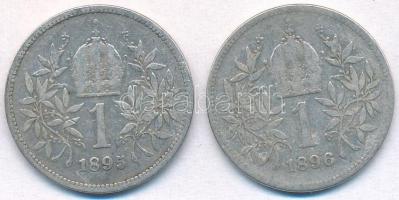 Ausztria 1895-1896. 1K Ag "Ferenc József" (2x) T:2-,3 Austria 1895-1896. 1 Corona Ag &quot...