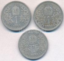 Ausztria 1893-1895. 1K Ag "Ferenc József" (3xklf) T:2-,3 Austria 1893-1895. 1 Corona Ag &q...