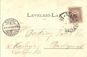 Püspökladány, Vasúti indóház, vasútállomás a vágányokkal, vasutasok. Divald Art Nouveau