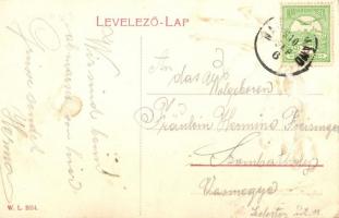 Nagyigmánd, Öreg tó részlet mosóasszonyokkal. W. L. 2054. (ragasztónyom / gluemark)