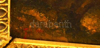 P.I.jelzéssel: Ház a fák mögött. Olaj, falemez, keretben, 15,5×22,5 cm