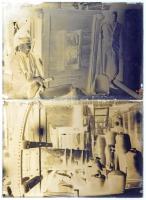 cca 1925 Malom belső felvételei, 2 db szabadon felhasználható vintage üveglemez negatív, 10x15 cm