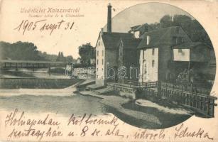 Kolozsvár, Cluj; Szamos esése és gőzmalom / river with steam mill (lyukak / pinholes)