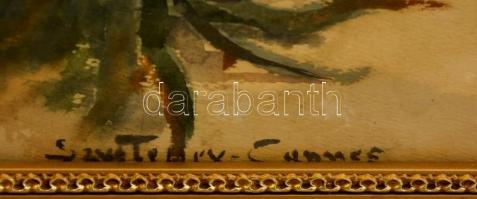 Szvetenay György (1896-1952): Cannes. Akvarell, papír, jelzett, üvegezett keretben, 27,5×38,5 cm