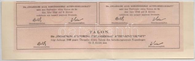 Budapest 1926. "Magyar Általános Kőszénbánya Részvénytársulat" öt részvénye egyenként 200P...