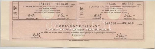 Budapest 1926. "Magyar Általános Kőszénbánya Részvénytársulat" öt részvénye egyenként 200P...