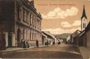 Resicabánya, Resita; Városháza, Erzsébet királyné út, Weiss Adolf kiadása / city hall, street view (Rb)