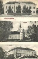 Bős, Bes, Gabcikovo; Iskola, templom, Amadé kastély / school, church, castle (EK)
