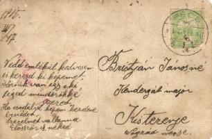 1915 Pécs, Tüzérek gyakorlat közben gépfegyverrel, photo (kopott / worn)