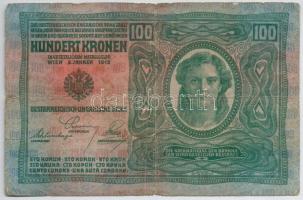 1912. 100K (4x) 3db-on különféle hamis(?) felülbélyegzések + 1912. 100K mindkét oldal német, piros, ...