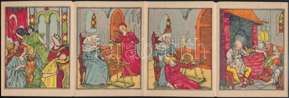 cca 1900 Dornröschen (Csipkerózsika), német nyelvű litografált mesefüzet, színes képekkel elöl és há...